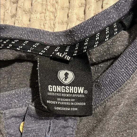 Men's Gongshow Hockey Gray Henley Shirt - Picture 2 of 3